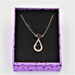 Purple Silver Teardrop Necklace 