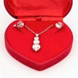 Triple Heart Necklace & Earring Set 